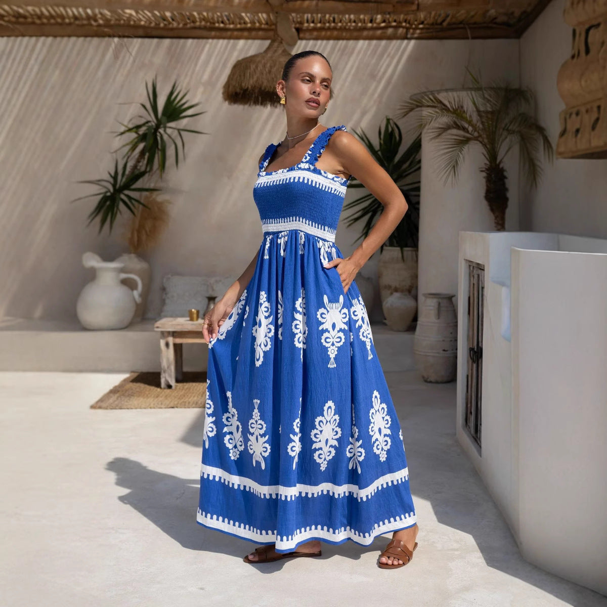 Lýra - Ärmelloses Riemchendesign Sommer Damen  Maxikleid