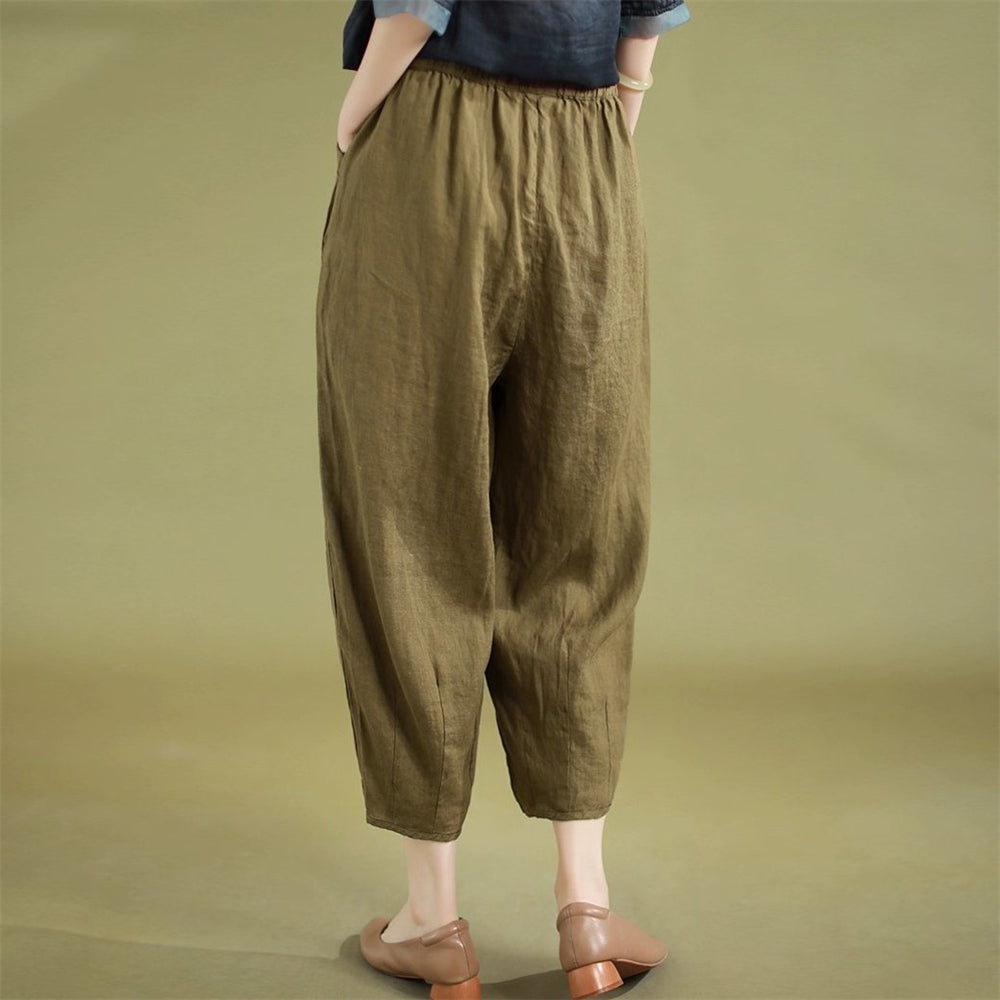 Classic Linen Loose Pants with Pocket