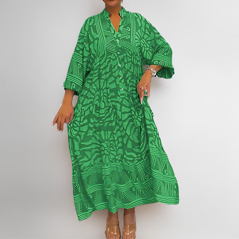 Lauritsen - Lockerer Midi Kleid Stil mit Knopffront und Rollärmeln für Damen