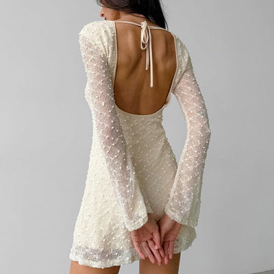 Elegantes Jacquard Stoff Damen Mini Kleid - Silvía