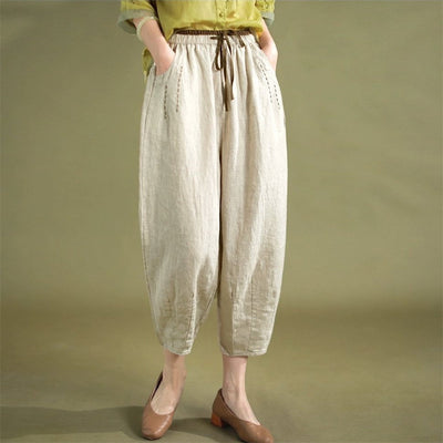 Classic Linen Loose Pants with Pocket