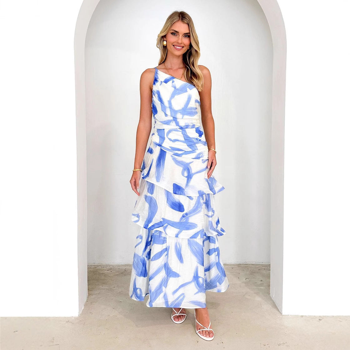 Mitra - Elegantes  Blumendruck  Lange Kleid