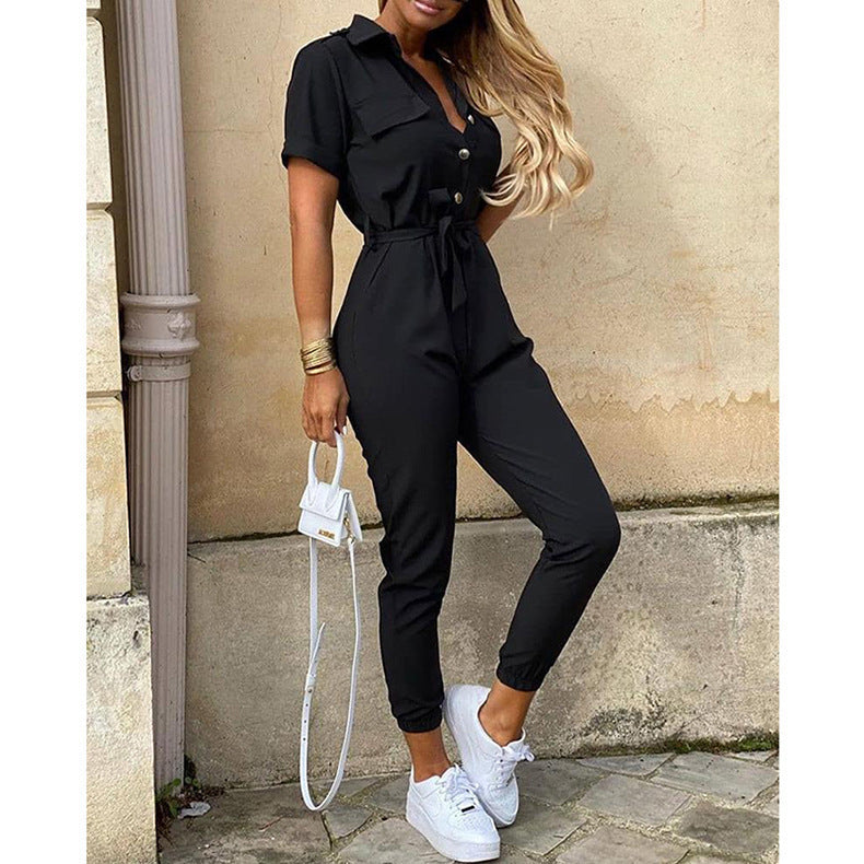 Raina Stilvoller Jumpsuit | Sommerlicher Cargo-Jumpsuit mit kurzen Ärmeln
