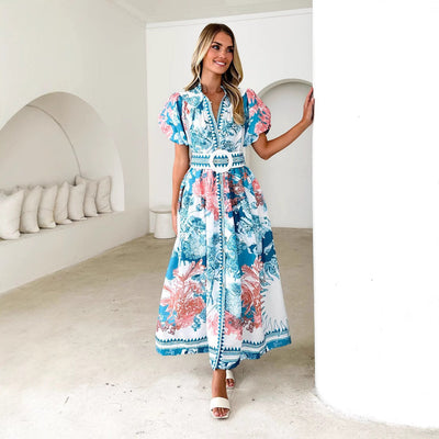Alvine- Puffärmel Damen Maxikleid für Sommer