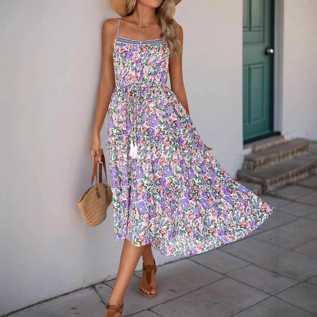 Traumhaftes Midi Kleid für Damen – Blumendruck -Chereska