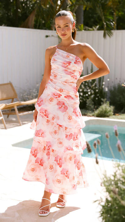 Mitra - Elegantes  Blumendruck  Lange Kleid