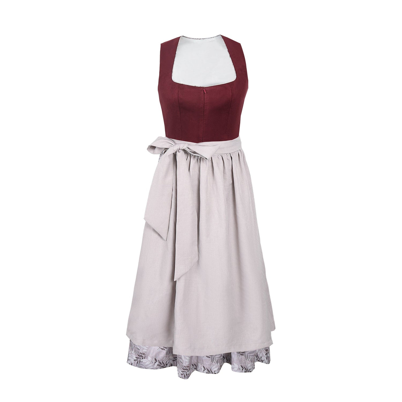 Oktoberfest Classic Wine Red Long Dirndl with Apron