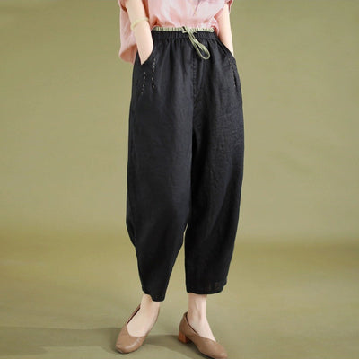 Classic Linen Loose Pants with Pocket