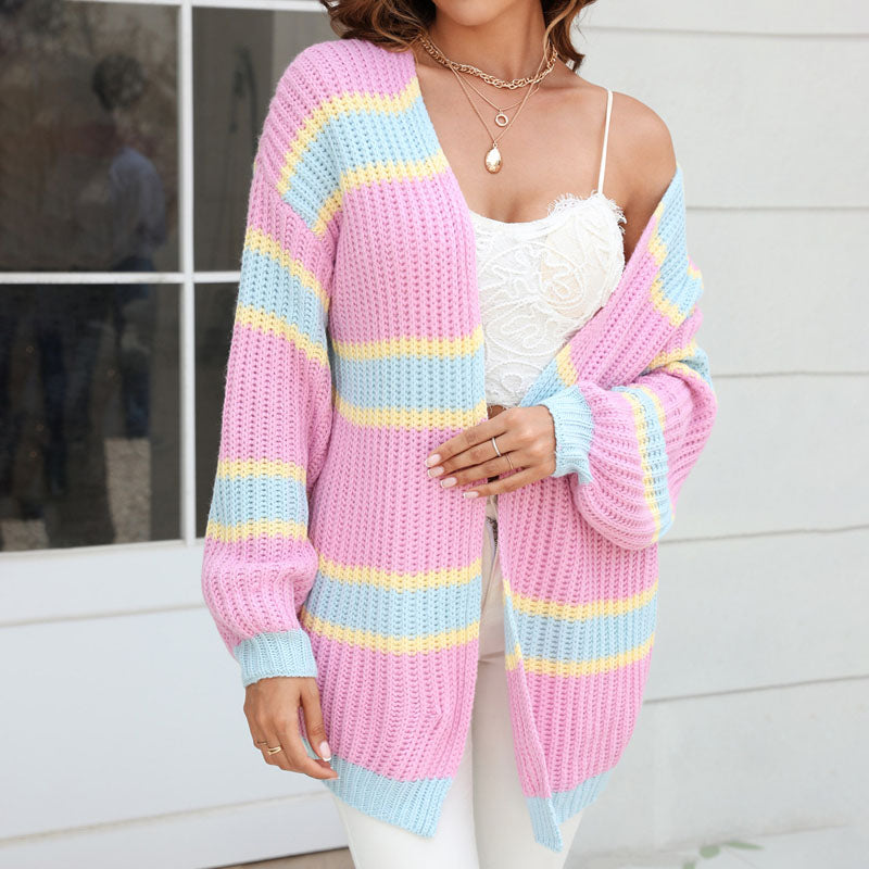 Jaimy sommerweste | Farbig gestreift weste damen lang