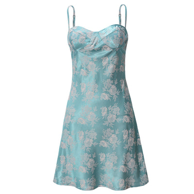 Blumenmuster Damen Mini Kleid mit Spaghetti-Träger - Evgenía