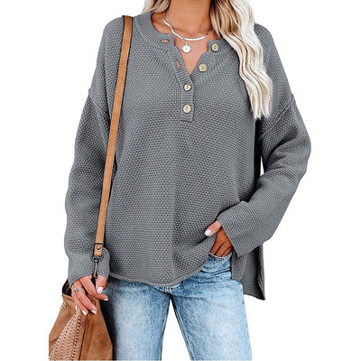 BUTTON PULLOVER | ELEGANTER V-AUSSCHNITT