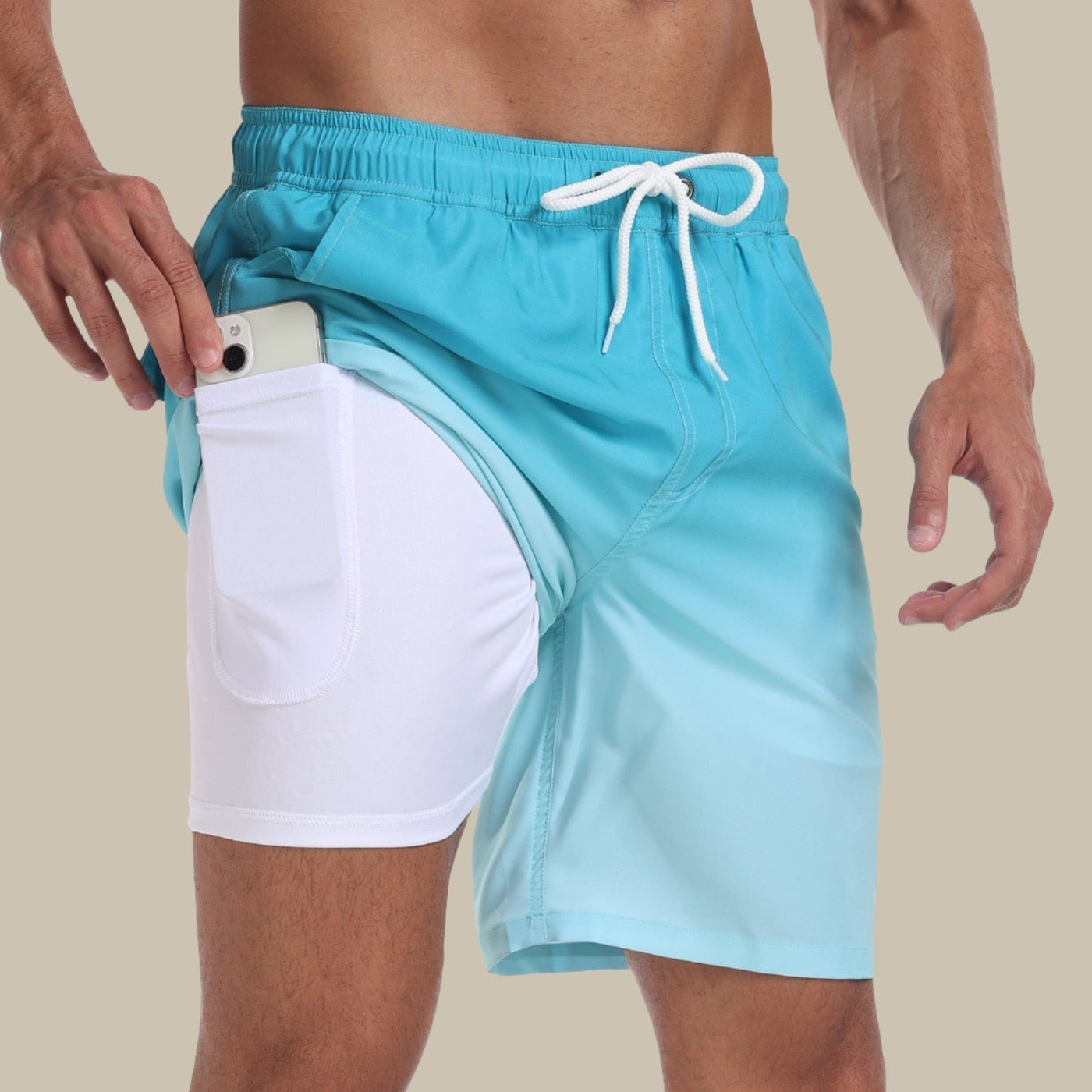 Badeshorts für Herren - Schnelltrocknende Boardshorts mit Handytasche