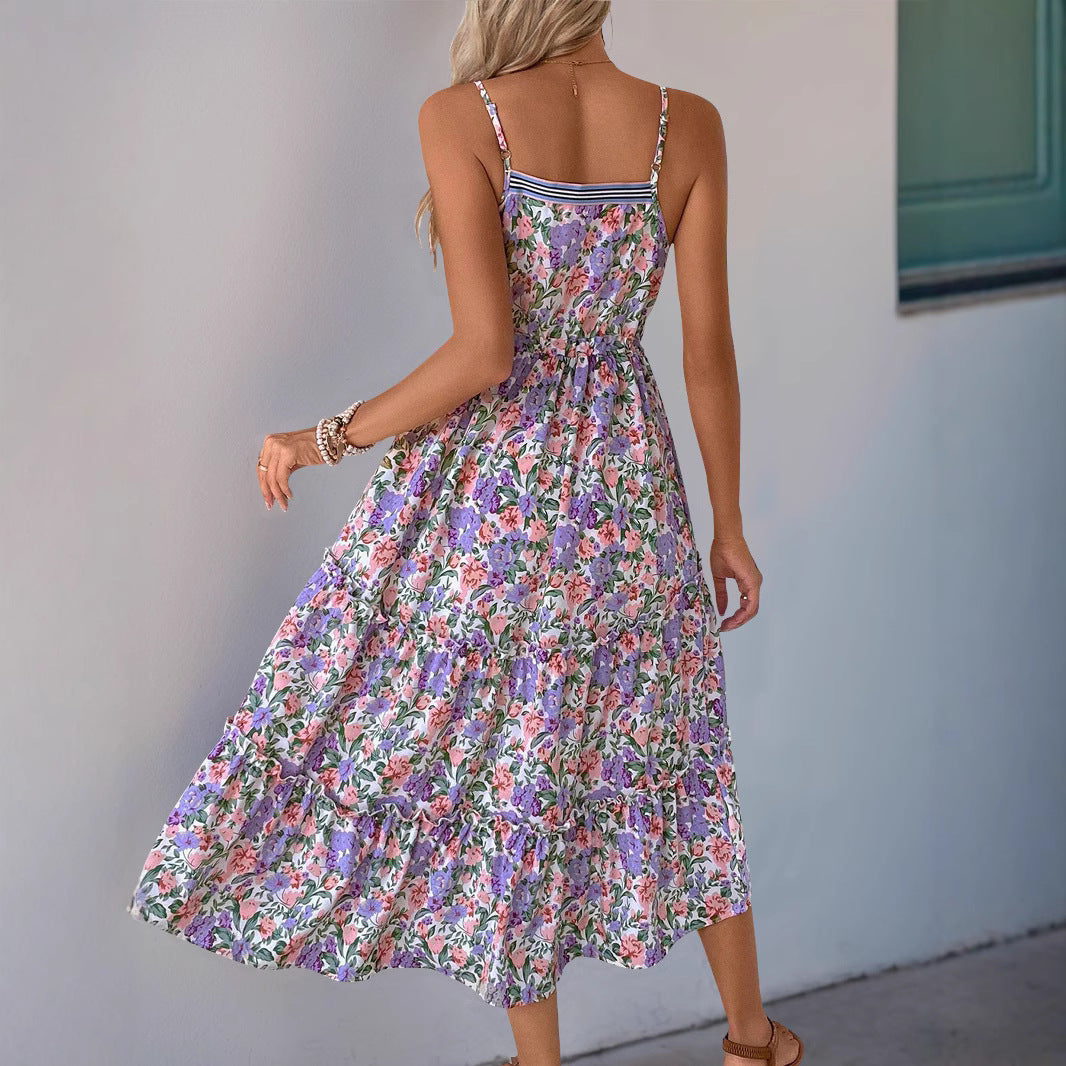 Traumhaftes Midi Kleid für Damen – Blumendruck -Chereska