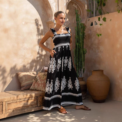 Lýra - Ärmelloses Riemchendesign Sommer Damen  Maxikleid