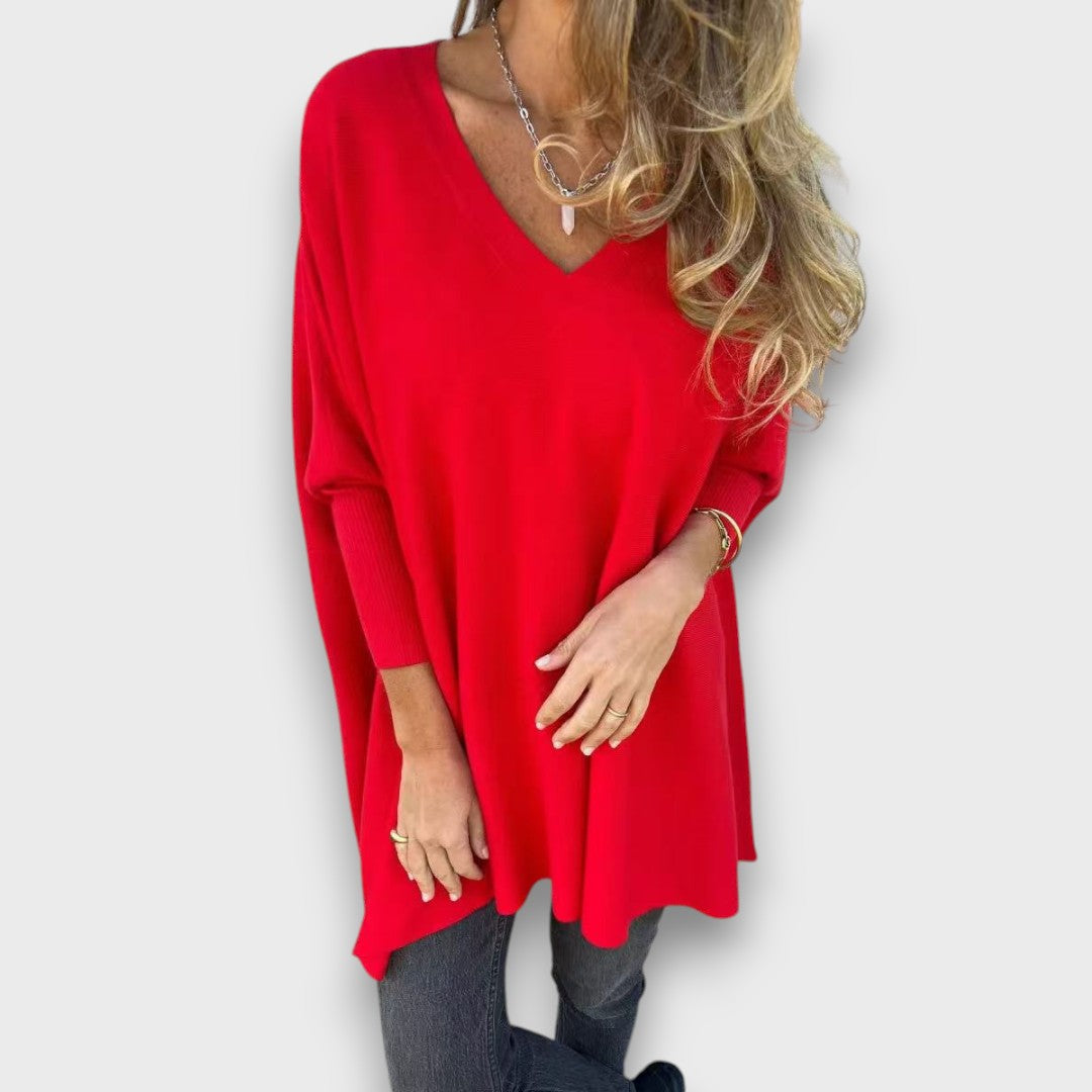 Leona – Locker gestrickte Tunika mit V-Ausschnitt