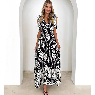 Ärmelos Damen Maxikleid Mit V-Ausschnitt und Krawattenschulter - Lóreley