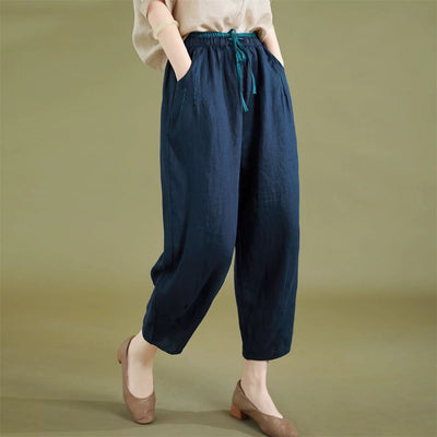Classic Linen Loose Pants with Pocket