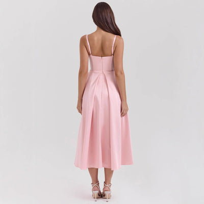 Elegantes Kleid Damen  V-Ausschnitt Mit Spaghetti-Träger - Kamena