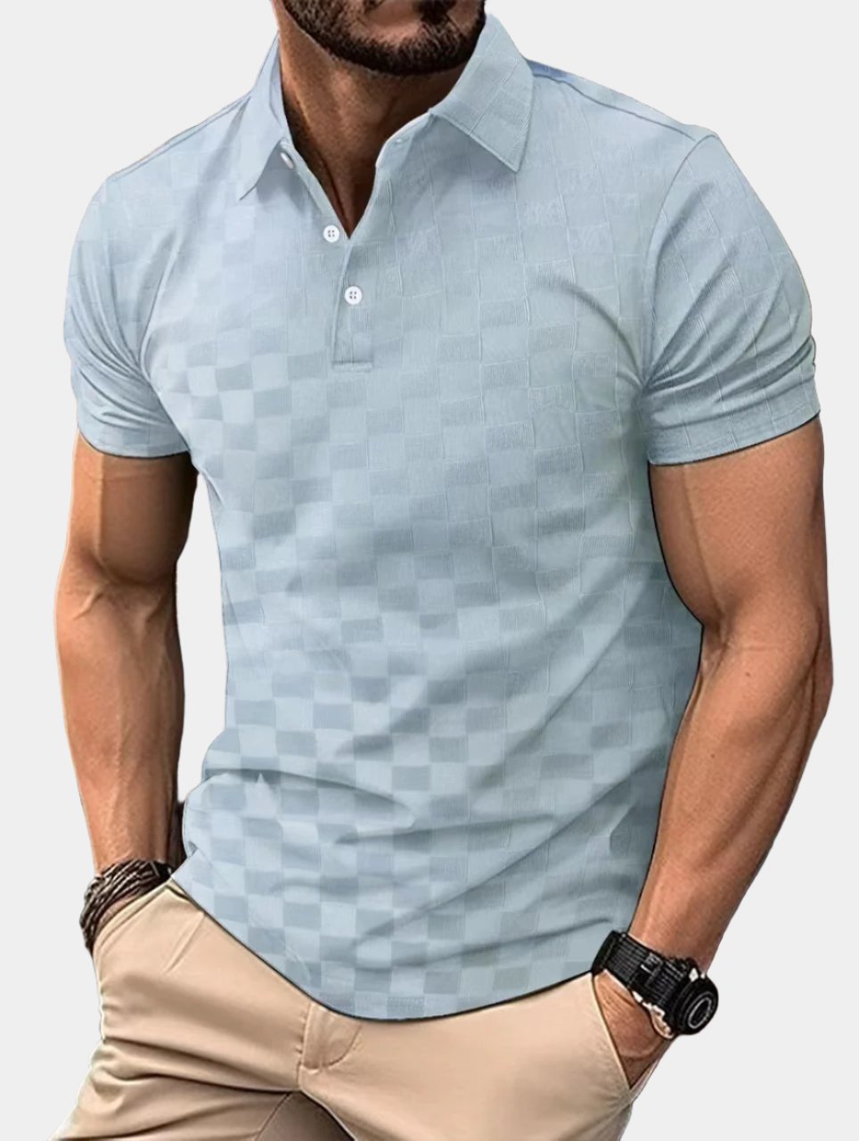 Poloshirt für Herren - Karo-design Kurzarm-Poloshirt für den Sommer