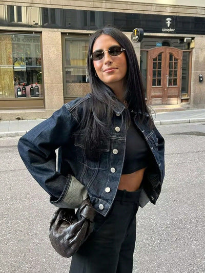 Mina | Damen Übergangsjacke Mit Krempelärmeln & Knopfleiste