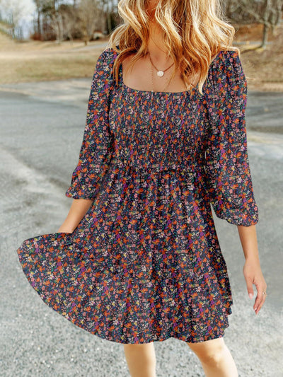 Damen A-Linien Kleid mit Puffärmeln - Rakel