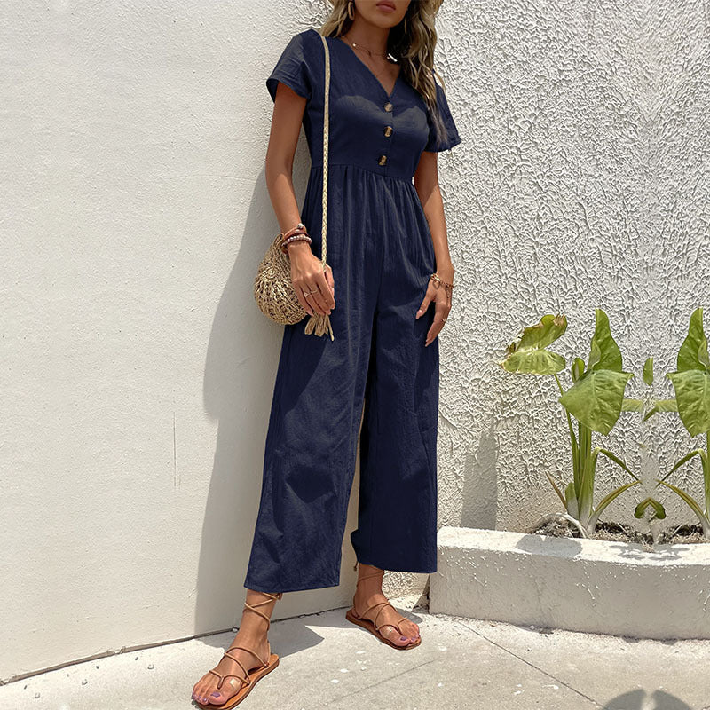 Ann-Katrin - Elegant Damen  Jumpsuit  Entspannte Passform für Frühling/Sommer