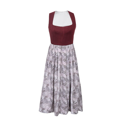 Oktoberfest Classic Wine Red Long Dirndl with Apron