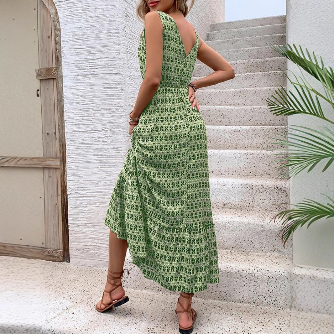 Damen Bohemian Print Sommer Midi Kleid - Árelía