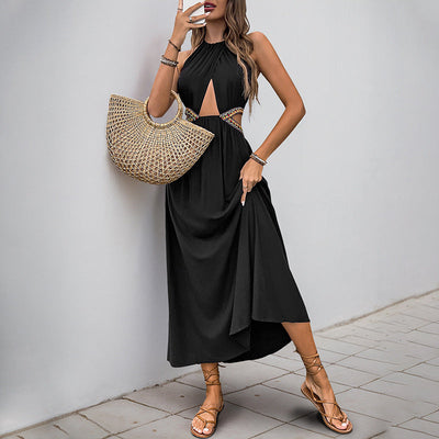 Bilka - Damen Halter-Nackenkleid Midi Sommer Kleid