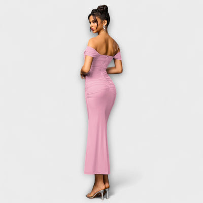Ione - Off-Shoulder Ruffled Bodycon Dress