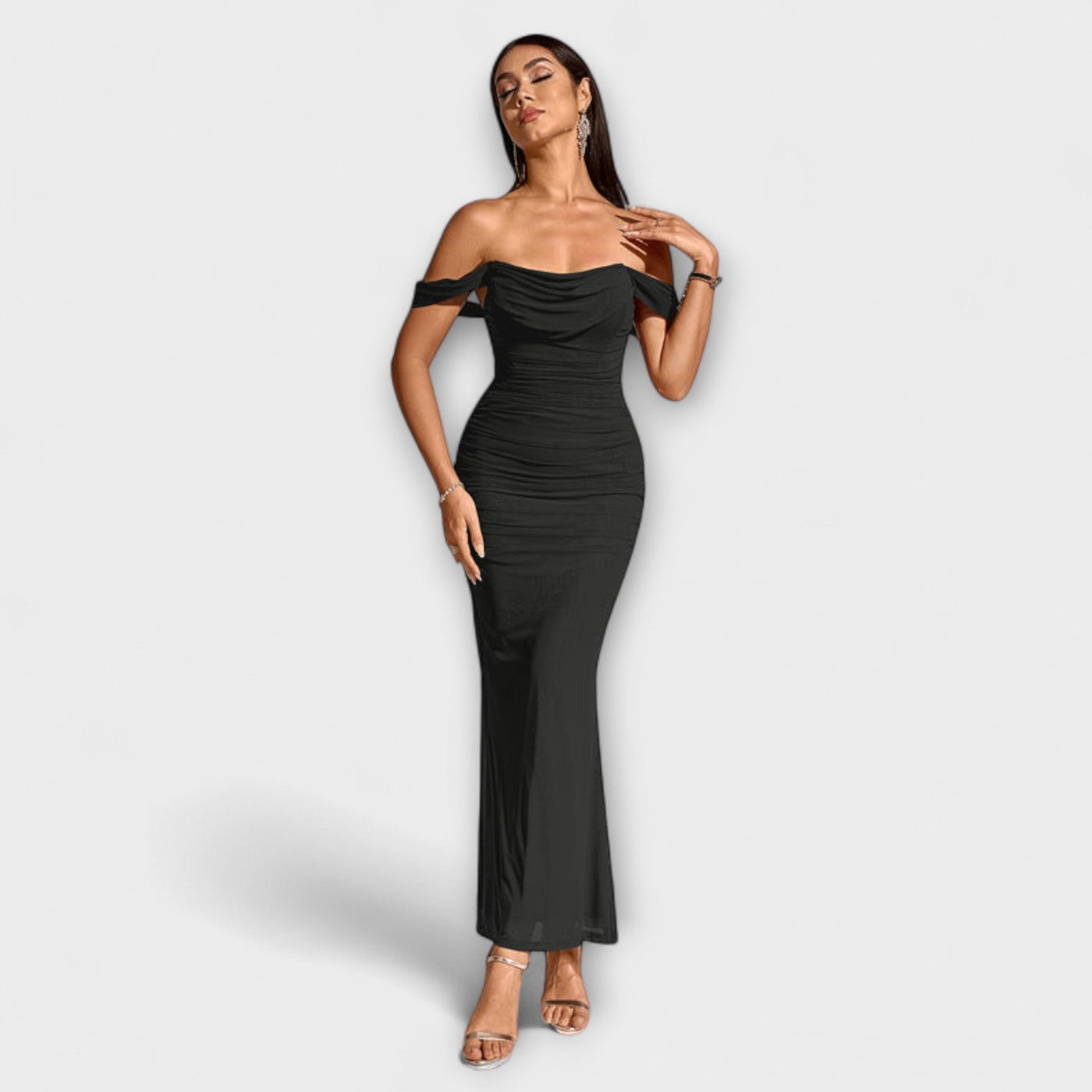 Ione - Off-Shoulder Ruffled Bodycon Dress