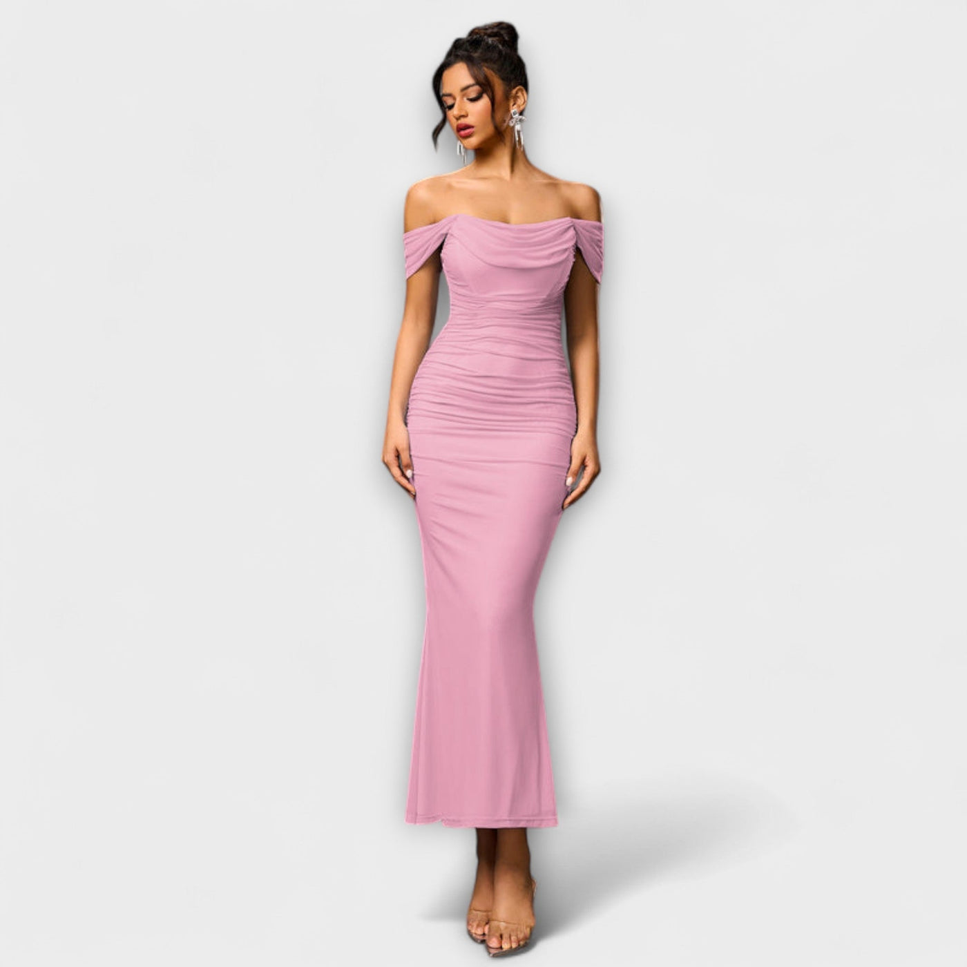 Ione - Off-Shoulder Ruffled Bodycon Dress