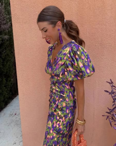 MARISOL - BUNTES KLEID MIT FALTEN