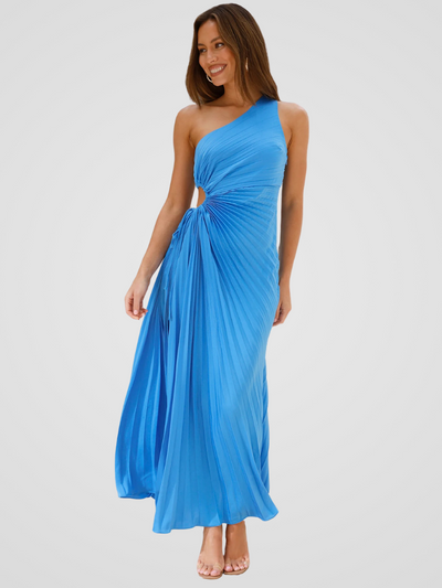 AURORA ONE SHOULDER PLISSEEKLEID