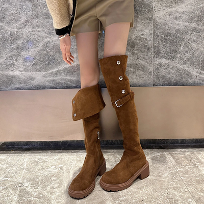 Ellie Suede Stiefel | Trendige Overknee-Stiefel mit Absatz für Damen