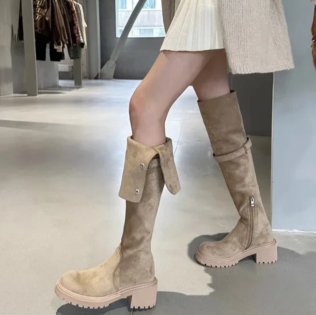 Ellie Suede Stiefel | Trendige Overknee-Stiefel mit Absatz für Damen