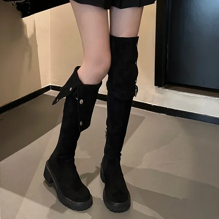 Ellie Suede Stiefel | Trendige Overknee-Stiefel mit Absatz für Damen