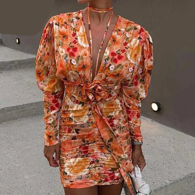 Heidi-Mode | Lässiges Oranges Kleid Mit Puffärmeln