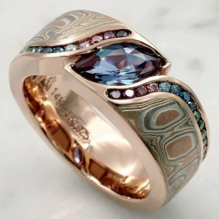 Saphir Kristall Rose Ring