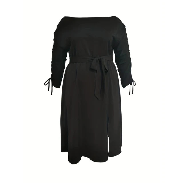 Heidi-Mode | One-Shoulder Rüsche Plus Size Midi Kleid