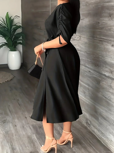 Heidi-Mode | One-Shoulder Rüsche Plus Size Midi Kleid