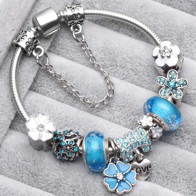 Pfirsichblüten Silberner Charm-Armband | Zeitloses und Elegantes Accessoire für Jeden Anlass