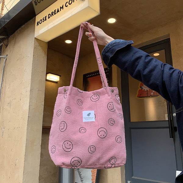 Jimena | Smiley-Tasche aus weichem Kordstoff