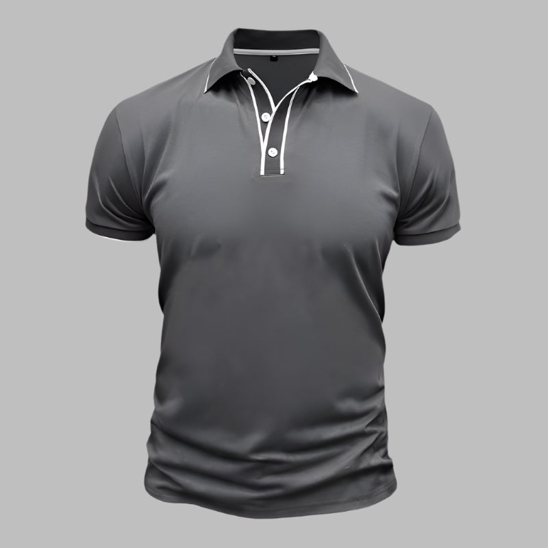 Poloshirt für Herren – Elegantes Polo mit weißen Kontrastdetails Für Sommer