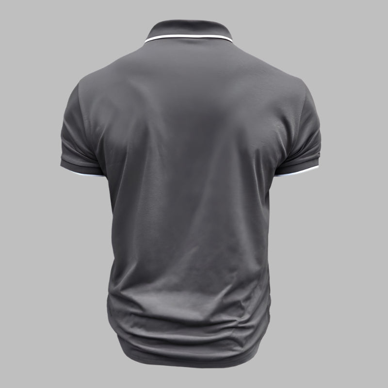 Poloshirt für Herren – Elegantes Polo mit weißen Kontrastdetails Für Sommer