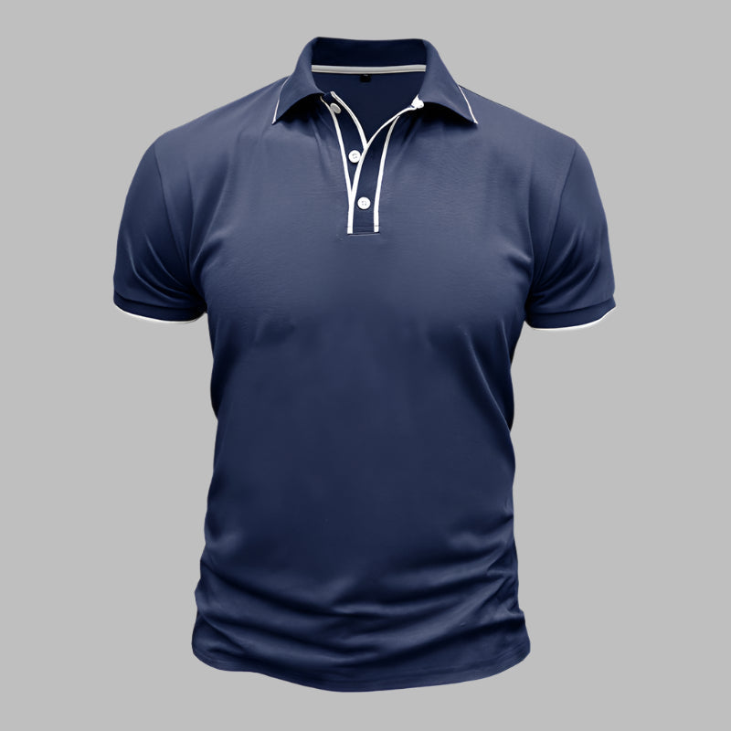 Poloshirt für Herren – Elegantes Polo mit weißen Kontrastdetails Für Sommer