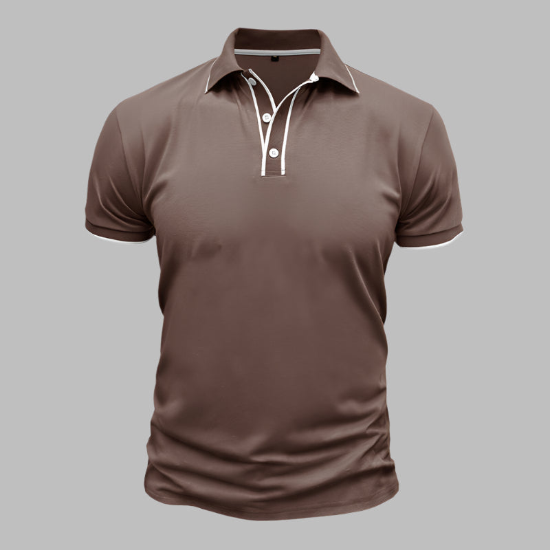 Poloshirt für Herren – Elegantes Polo mit weißen Kontrastdetails Für Sommer