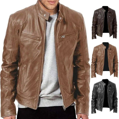 WindGuard® | Elegante Herrenlederjacke mit Wind- und Wetterschutz
