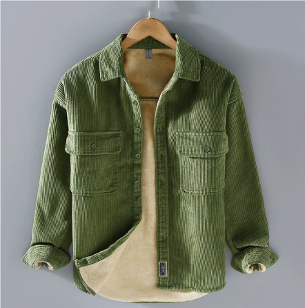 Herren Dickes Warme Knopf Daunen Hemd Jacke | Langarm