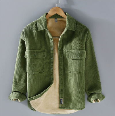 Herren Dickes Warme Knopf Daunen Hemd Jacke | Langarm